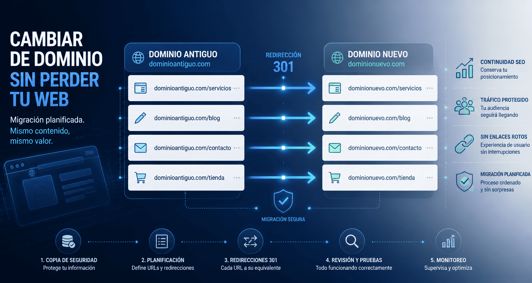Cambiar de dominio sin perder tu web: guía para hacerlo bien